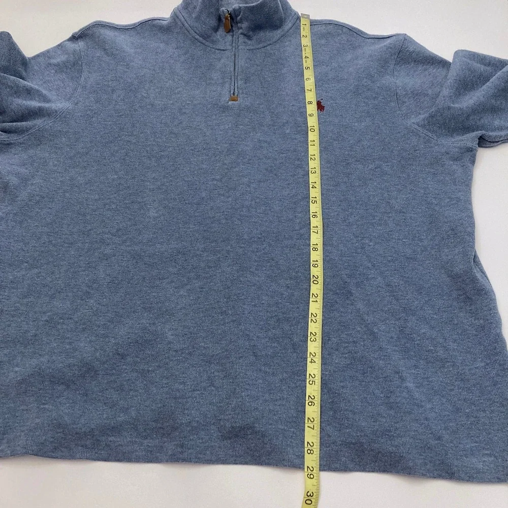 Polo‎ Ralph Lauren Mens Blue Quarter Zip Pullover Sweater XL Red Pony Mock Neck